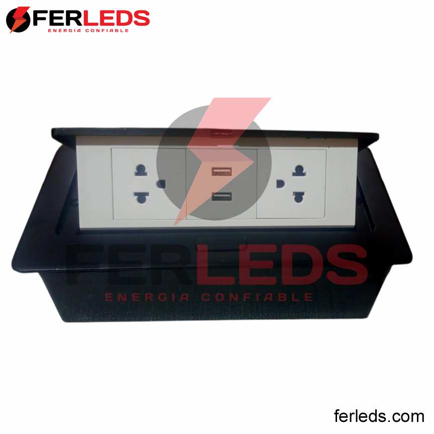 FERLEDS. CUBULL TOMACORRIENTE DE ESCRITORIO 2 TOMAS +  2 PUERTO USB