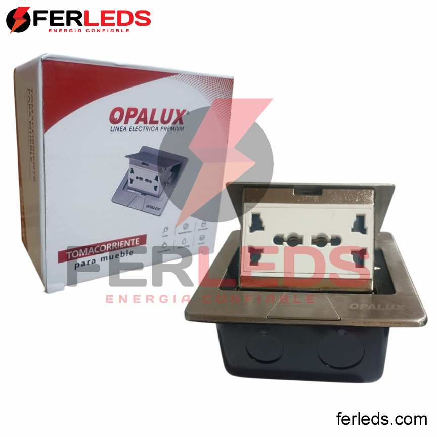 FERLEDS. OPALUX TOMACORRIENTE PARA MUEBLE  PLATEADO