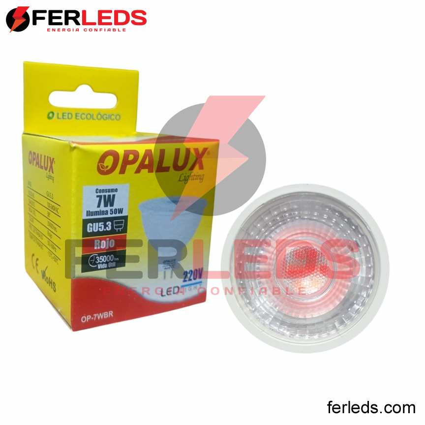 FERLEDS. OPALUX DICROICO LED  ROJO - 7W - GU5.3-PIN