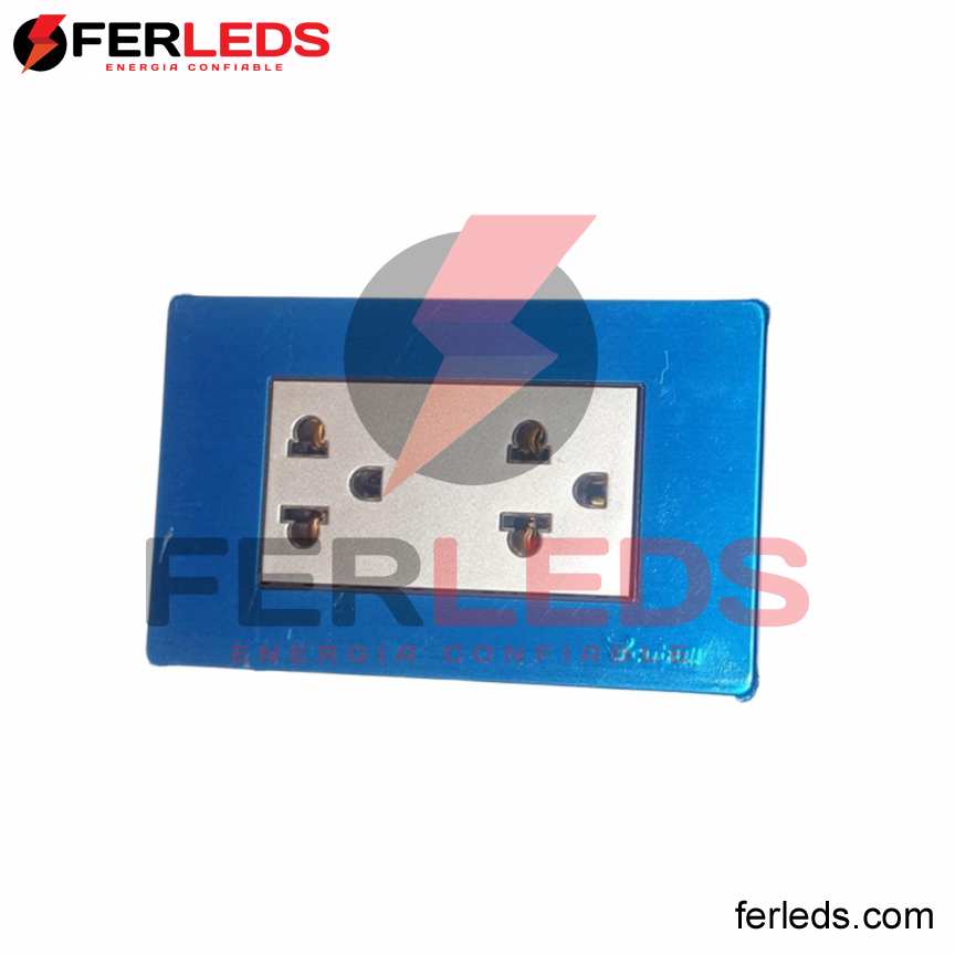 FERLEDS. CUBULL TOMACORRIENTE DOBLE COLOR PLATEADO - LINEA TIERRA