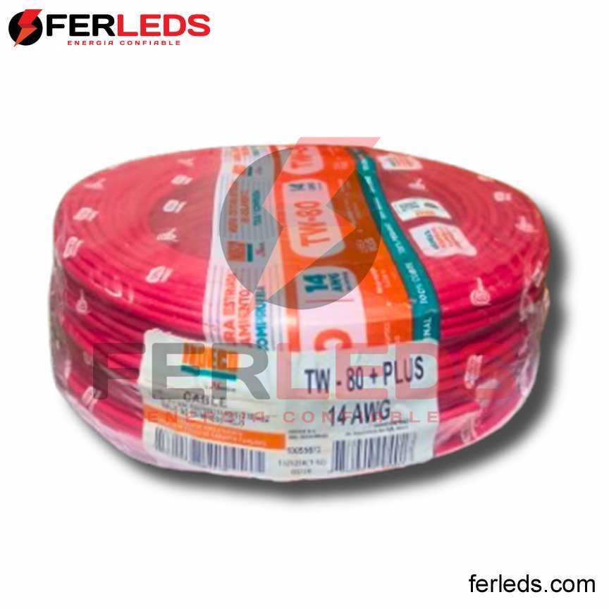 FERLEDS. INDECO CABLE TW-80 + PLUS -  14 AWG - ROJO