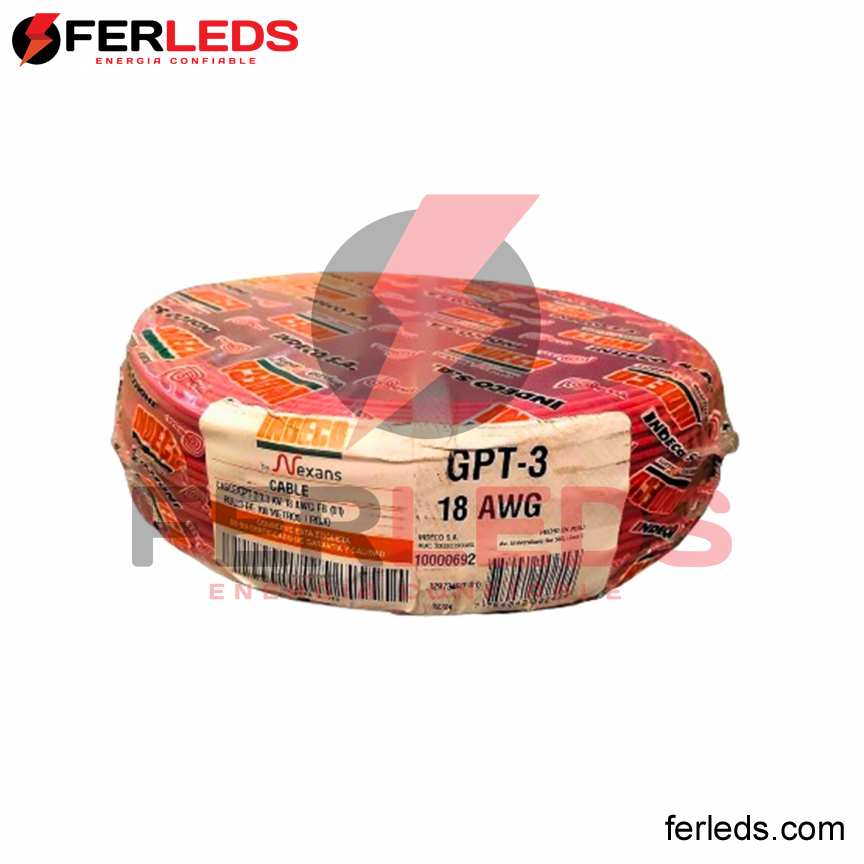 FERLEDS. INDECO CABLE GPT 3  - 18 AWG - ROJO