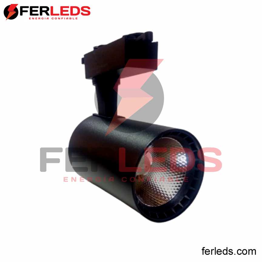 Ferleds,Spot LED para Riel 20W Integrado Negro Mate (Luz cálida 3000K)