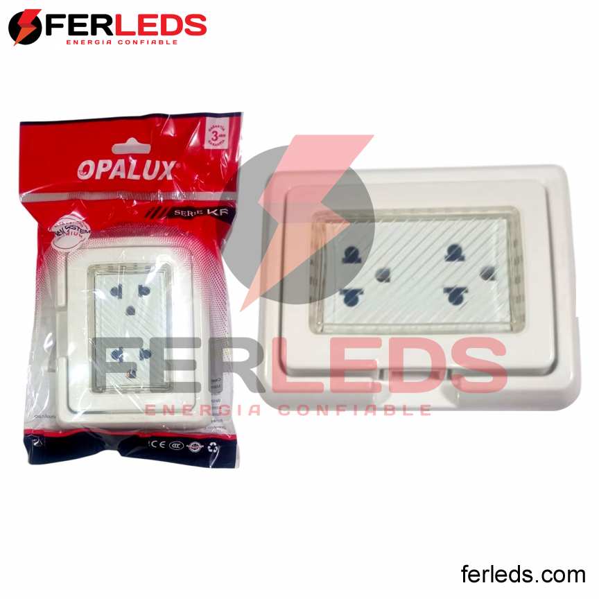 Ferleds. Opalux Idrobox + Dado Toma Doble C/LT -  blanco