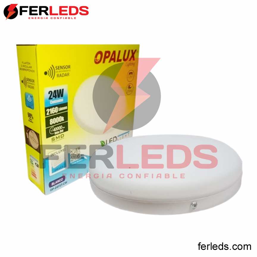OPALUX PLAFON LED CIRCULAR CON SENSOR DE MOVIMIENTO  24W - 8000K - (BLANCO)