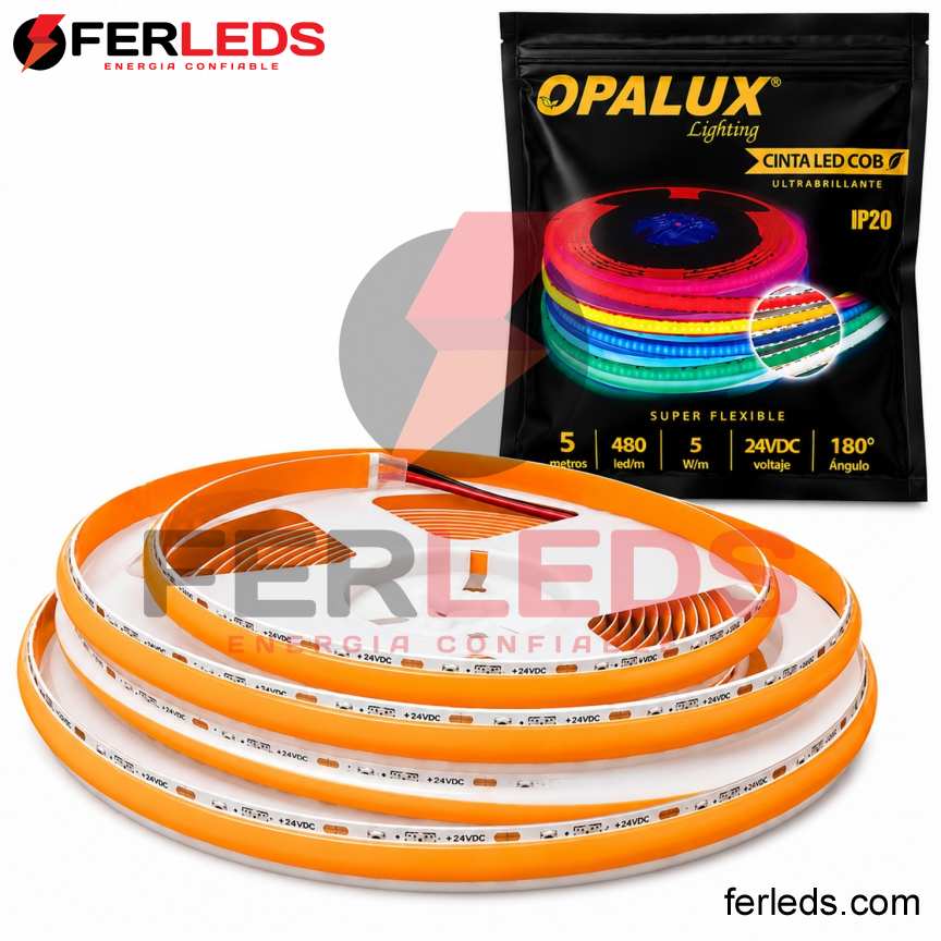 Cinta LED COB Naranja 24V de 5 Metros para Muebles | FERLEDS
