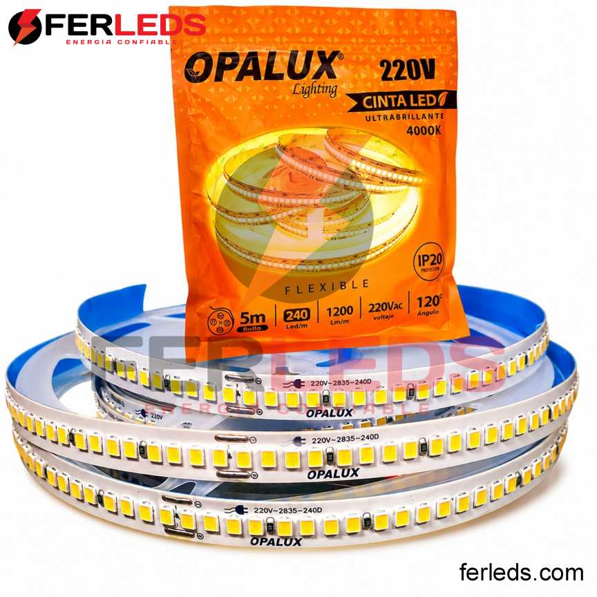 Opalux | Tira LED 220V Neutra 240LED/m 5m OP-LS240-225NW