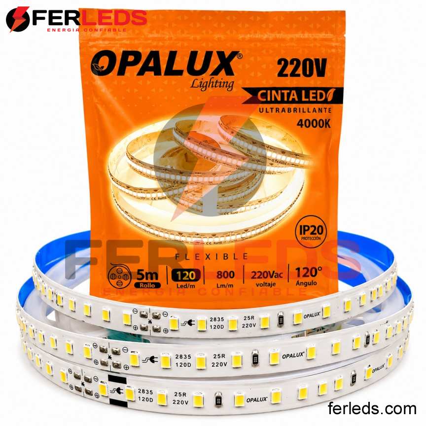 Opalux | Tira LED 220V Neutra 120LED/m 5m OP-LS120-225NW