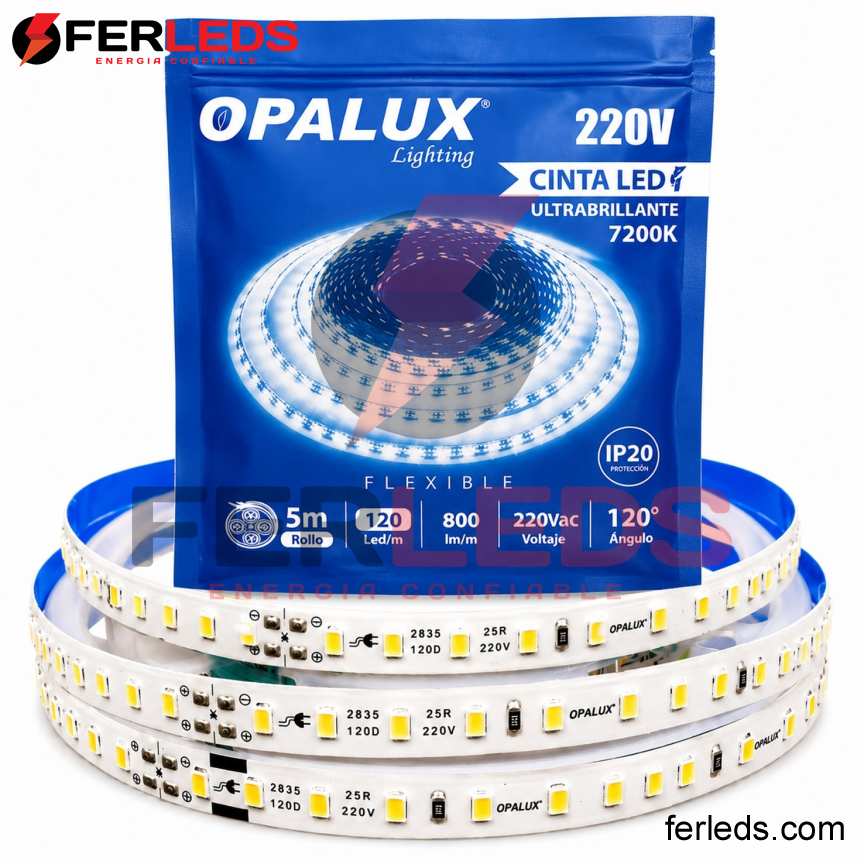 Opalux | Tira LED 220V Blanca 120LED/m 5m OP-LS120-225-CW