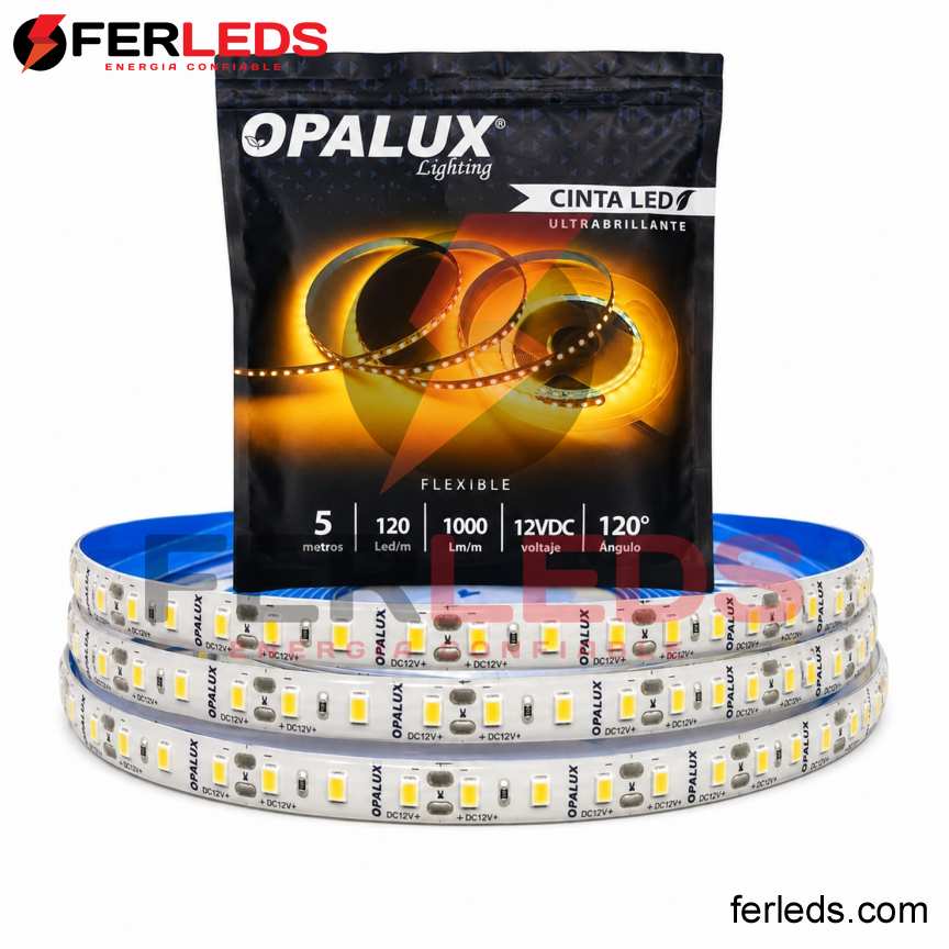 Opalux | Tira LED 12V Exterior Cálida 120LED/m 5m OP-LS65120-WW