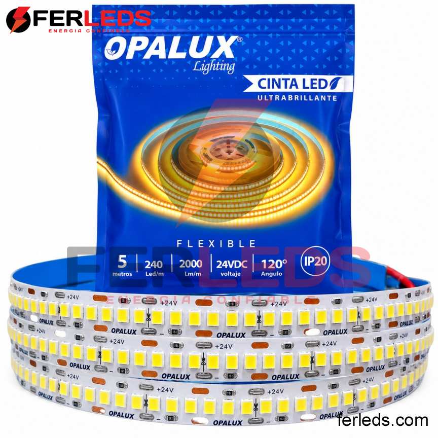 Opalux | Tira LED 24V Blanca 240LED/m 5m OP-LS28240-24CW