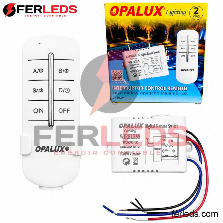 Interruptor Control Remoto Inalámbrico OPALUX 2 Vías RF 220 V OP-RS2W | FERLEDS