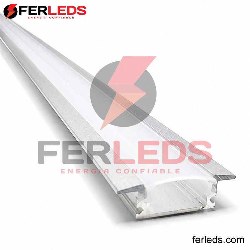 Perfil de Aluminio para LED Empotrable Gris 3m (17x7mm)