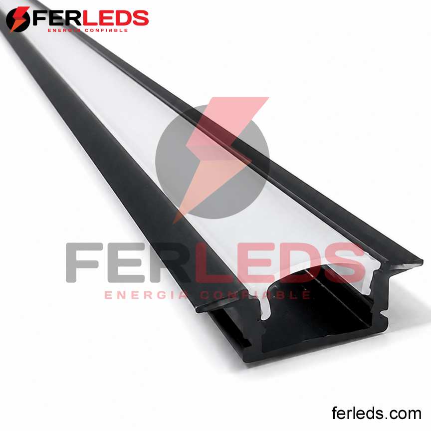 Perfil de Aluminio para LED Empotrable Negro 2m (24.5x7mm)