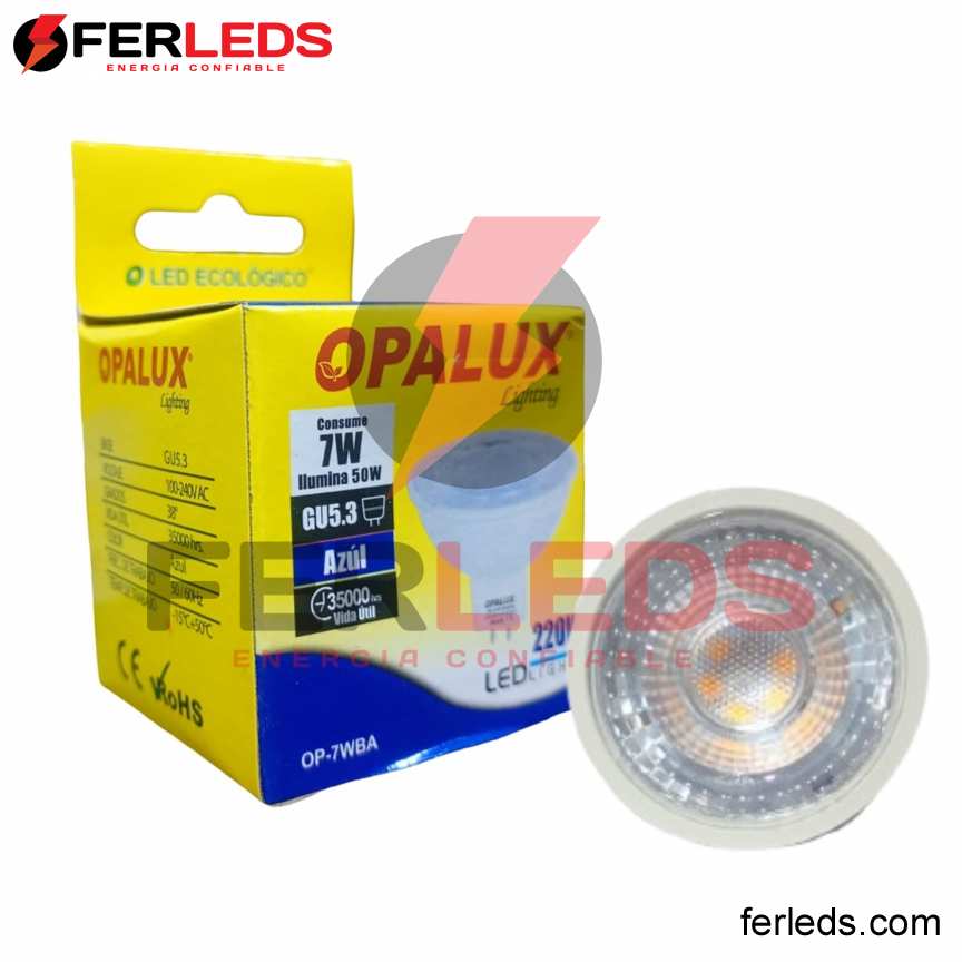 OPALUX DICROICO LED AZUL 7W-GU5.3 - PIN