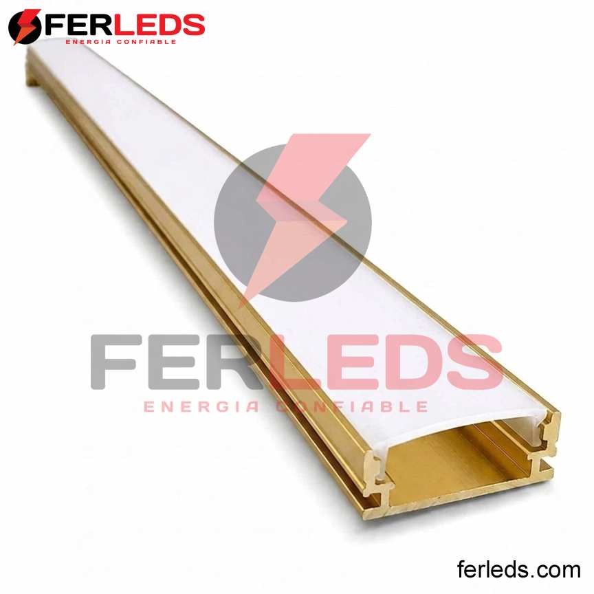 Perfil de Aluminio para LED Adosable Dorado 3m (17x7mm)