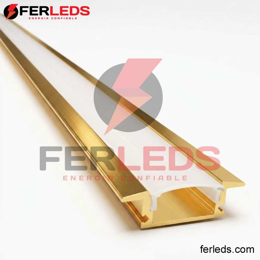 Perfil de Aluminio para LED Empotrable Dorado 2m (17x7mm)