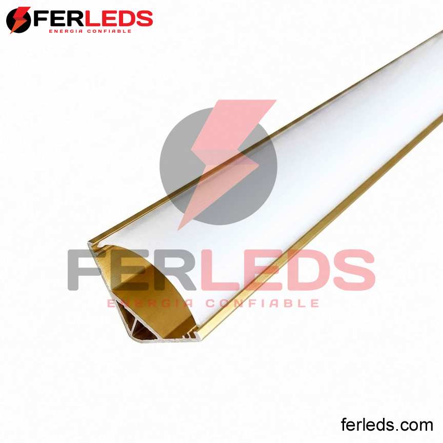 Perfil de Aluminio para LED Esquinero Dorado 3m (16x16mm)