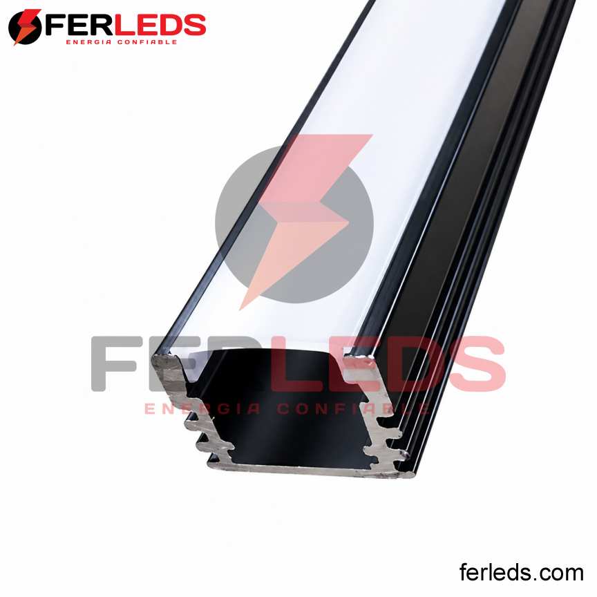 Perfil de Aluminio para Cinta led Adosable 2m Negro Mate
