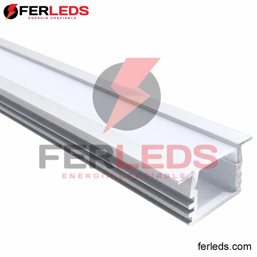 Perfil de Aluminio para led Empotrable Gris 2 metros