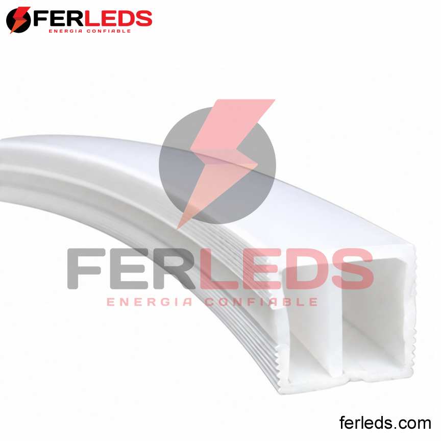 Perfil Flexible de Silicona para tira led  adosado rollo 100 metros (16x16mm)