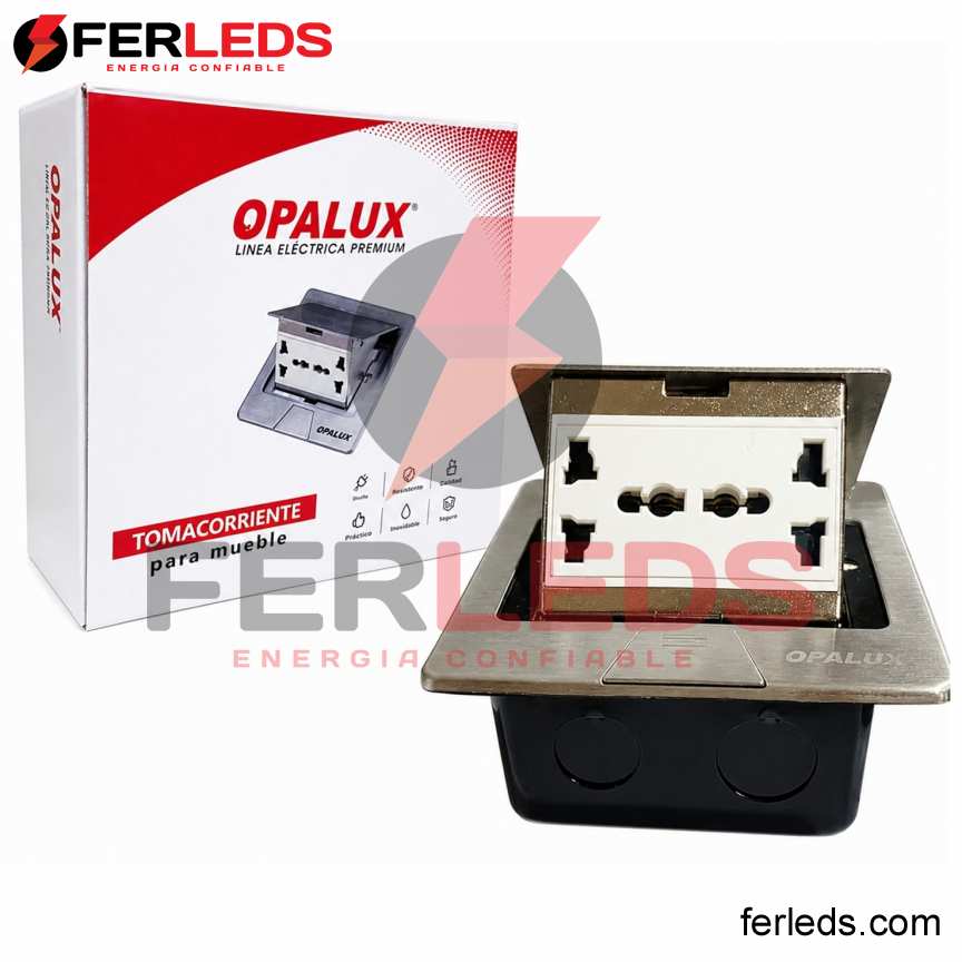 Tomacorriente Empotrable para Escritorio 2 Tomas Plateado | FERLEDS