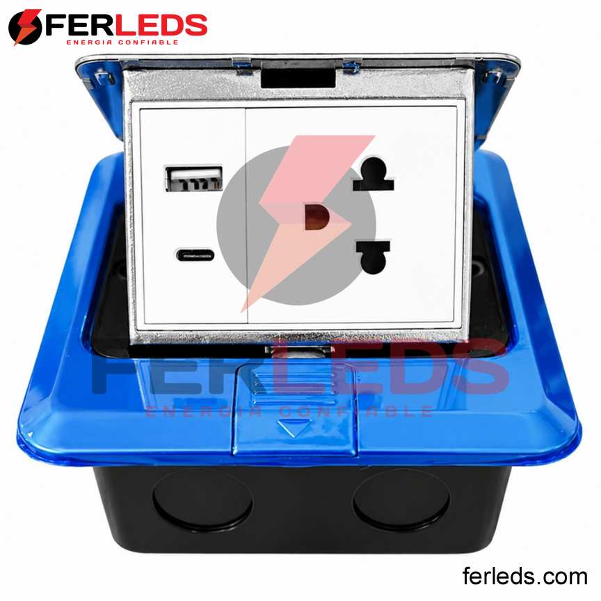 Tomacorriente de Escritorio Oculto con Carga Rápida Plateado | FERLEDS