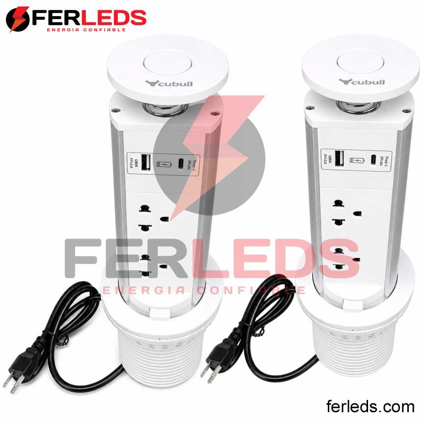 Tomacorriente Empotrable Torre USB y Tipo C Blanco | CUBULL
