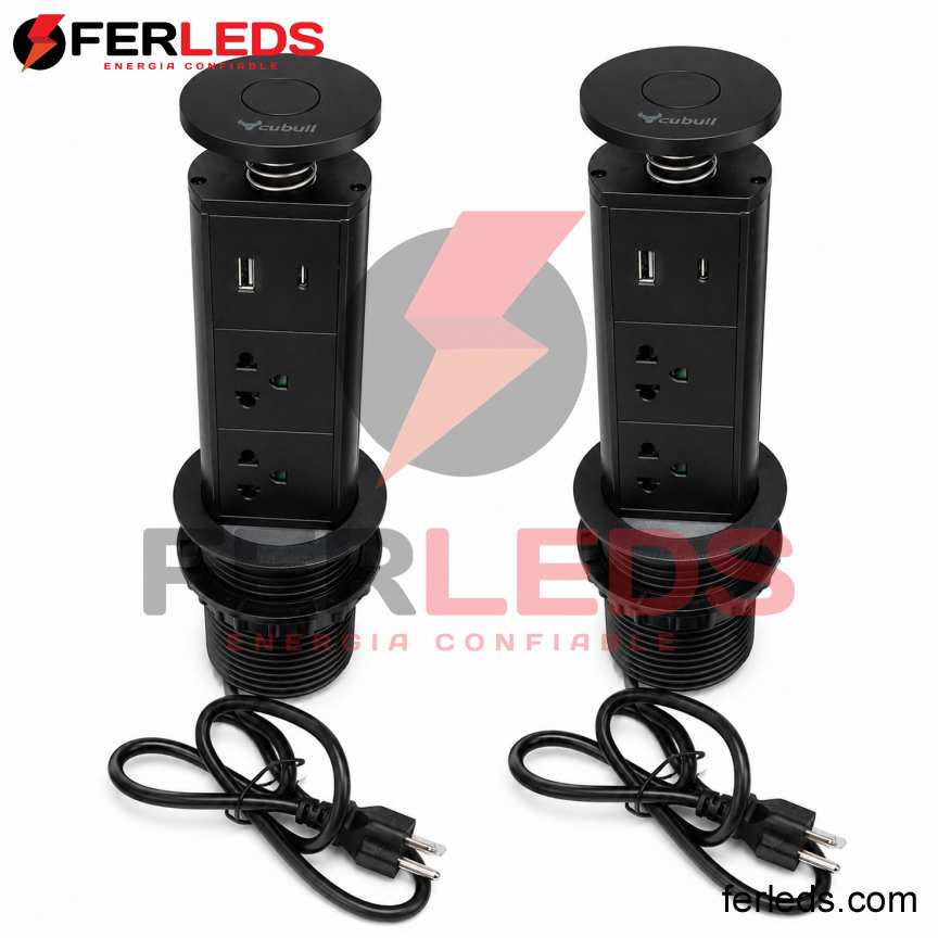 Tomacorriente Empotrable Torre USB y Tipo C Negroo | CUBULL