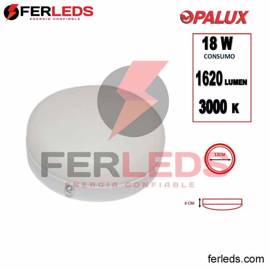 OPALUX PLAFON LED CIRCULAR ADOSABLE 18W - 3000K - (CALIDO)