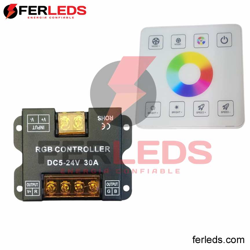 CONTROLADOR RGB DE CINTA LED 12/24V - 30A - PANTALLA TACTIL