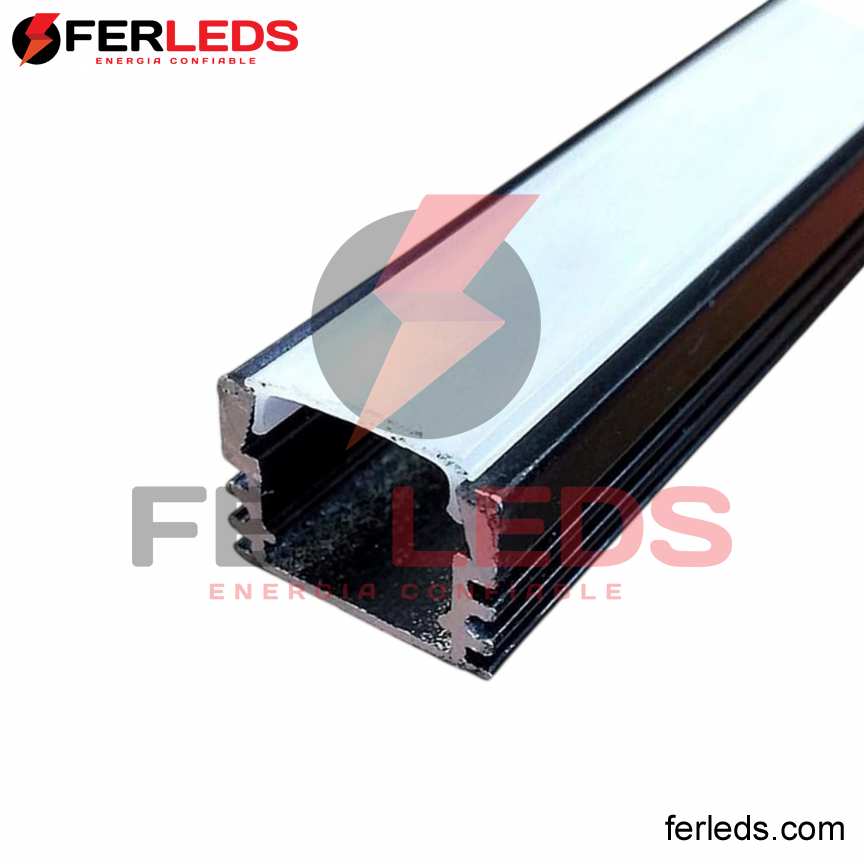 PERFIL DE ALUMINIO NEGRO MODELO ADOSADO -  2 METROS - PROFUNDO